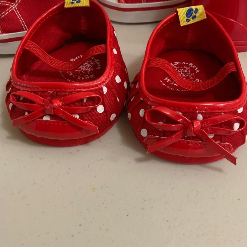Build-A-Bear Red Shoe Lot-Tennis Shoes,Rain Boots, Fancy Dress Shoes 3 Pairs